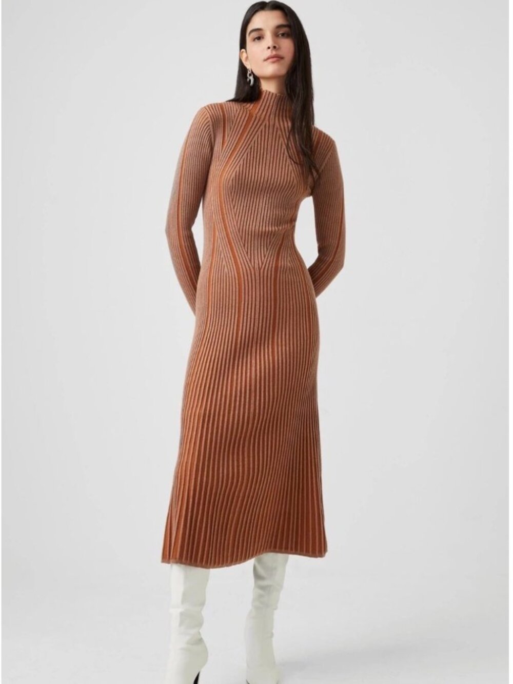 French Connection Ribbed Sweater Midi Dress Size XS